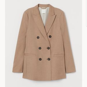 Beige Double-breasted Jacket Blazer